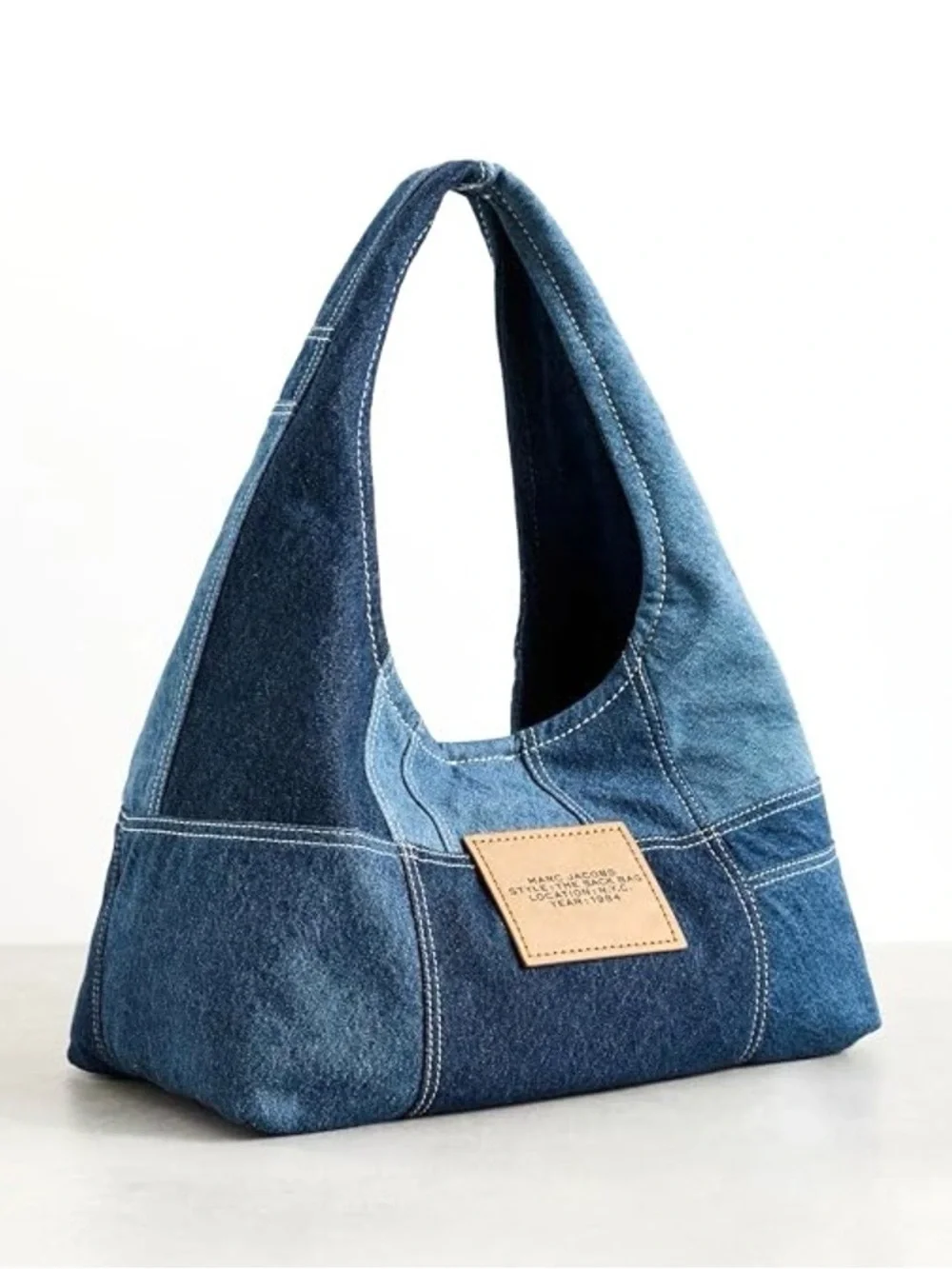 Marc Jacobs Denim Patchwork Sack Bag in Blue